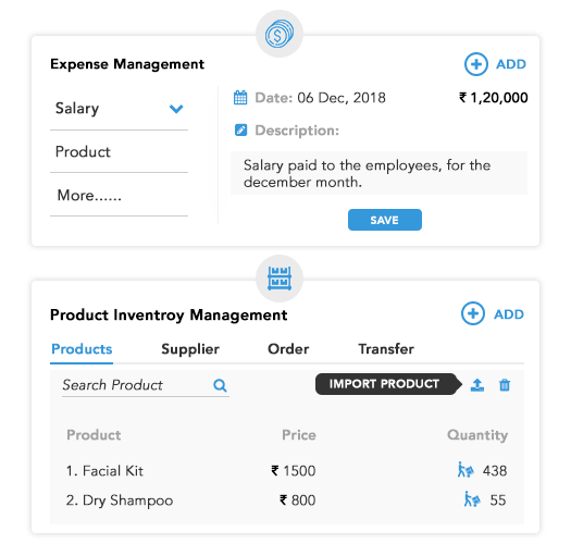 Salon product inventory management and book keeping