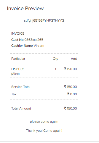 Invoice Preview can be viewed before billing with salon software