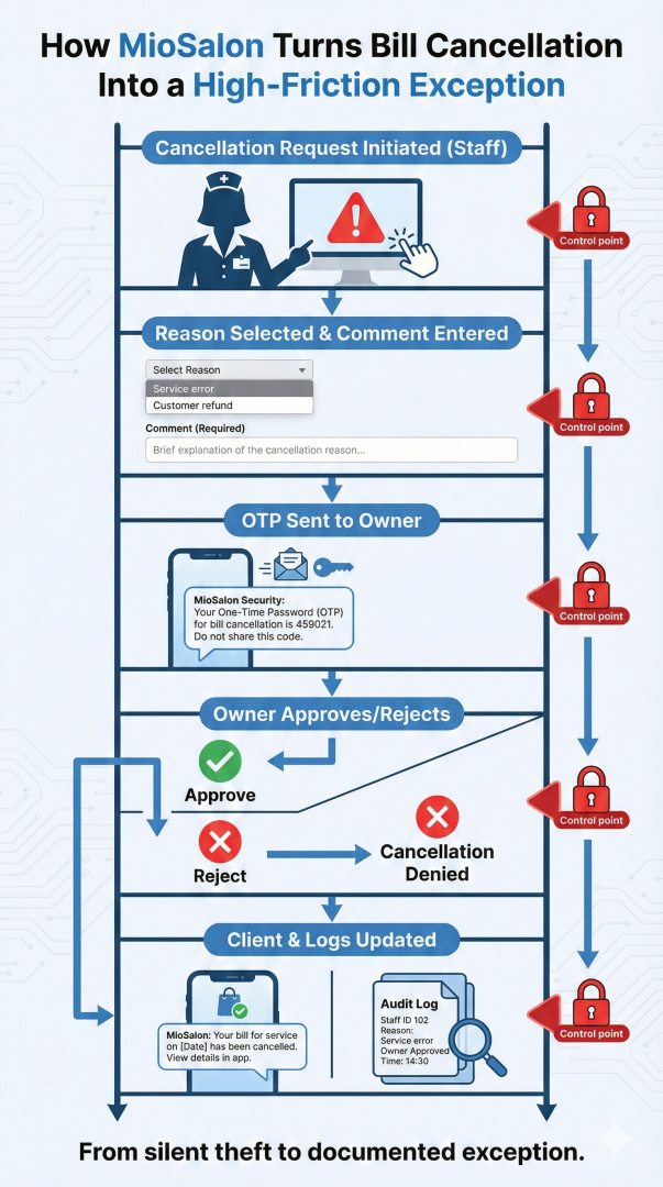 How MioSalon Turns Bill Cancellation Into a High-Friction Exception